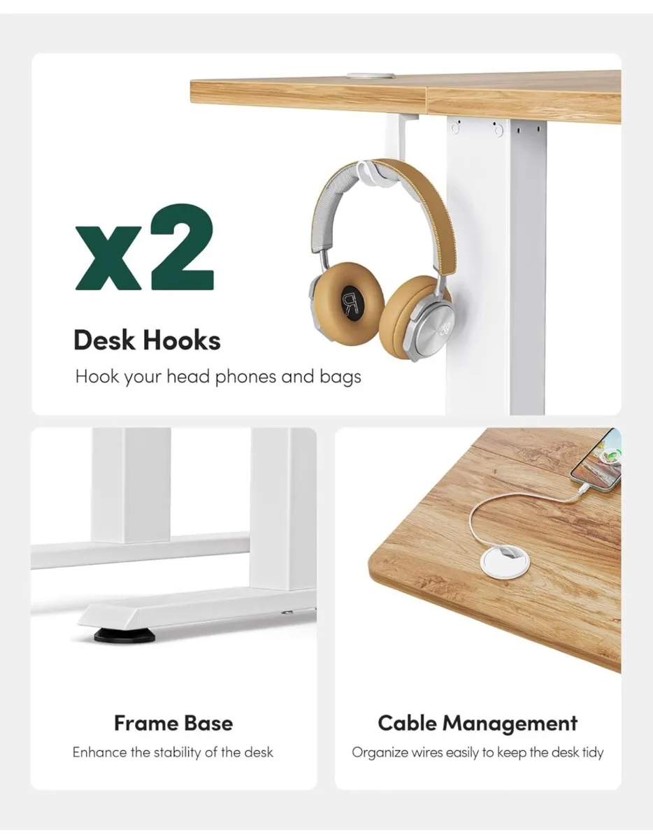 Electric Height Adjustable Standing Desk, 60x100cm - Image 2