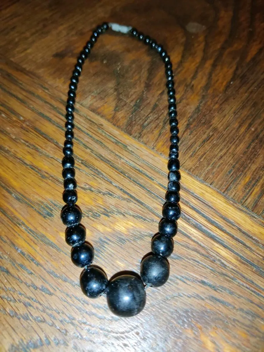 HEAVY BLACK ONYX, Shiny 20"Long Ladies Necklace ! - Image 1