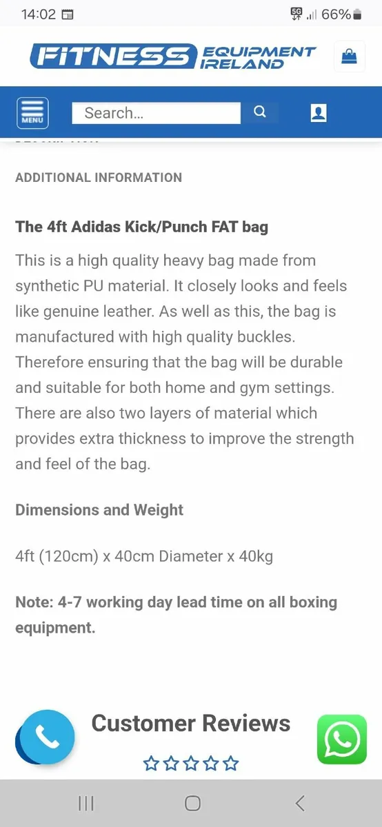 Adidas 4FT Kick/Punch Bag – PU – 30kg - Image 4