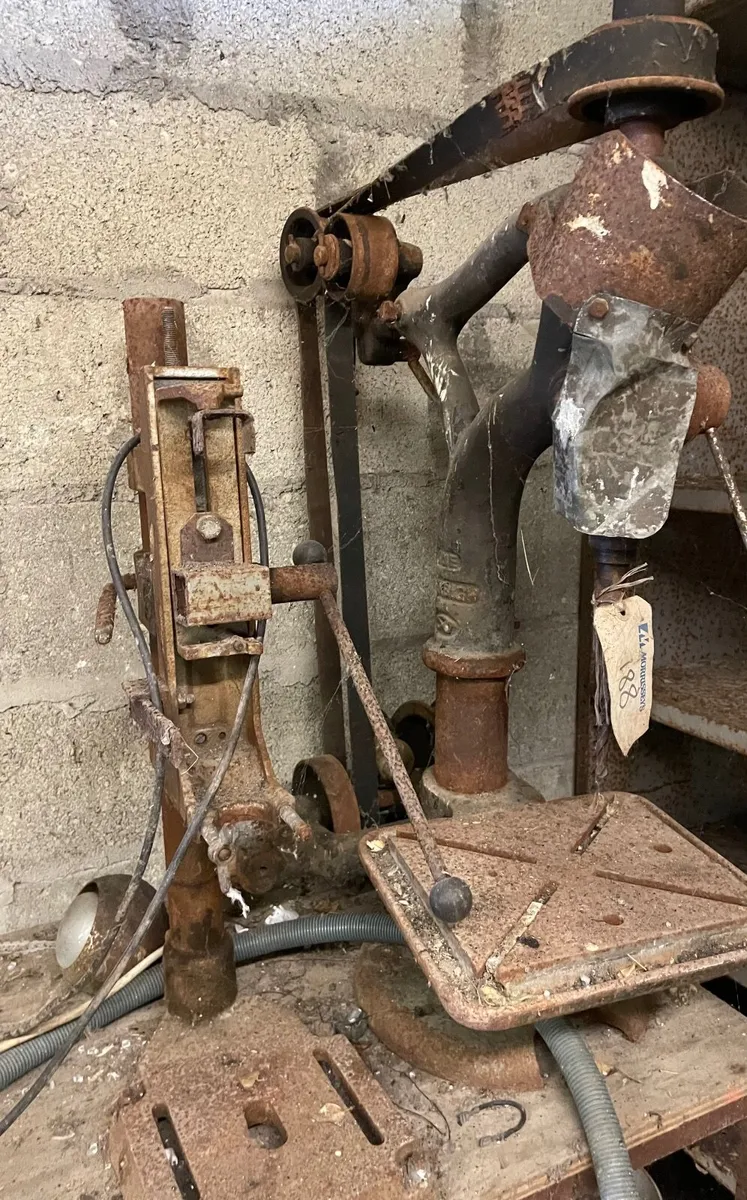 Vintage Denbigh Pillar Drill + Handmade Drill - Image 1