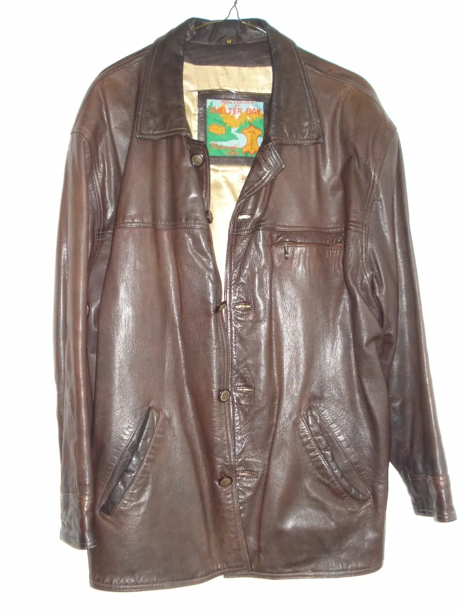 VINTAGE MENS BROWN REAL LEATHER JACKET. - Image 1