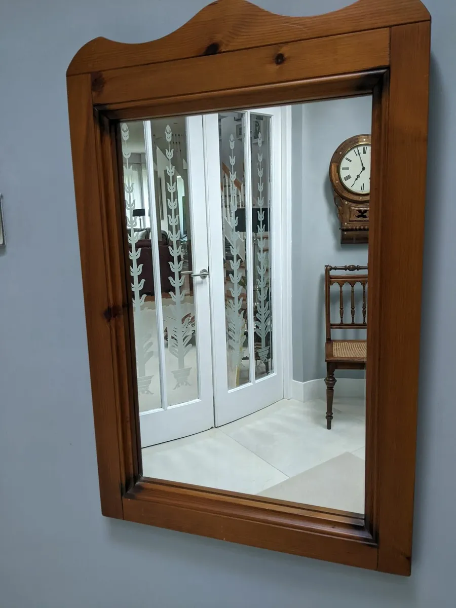 French Pitch Pine Mirror - Image 1