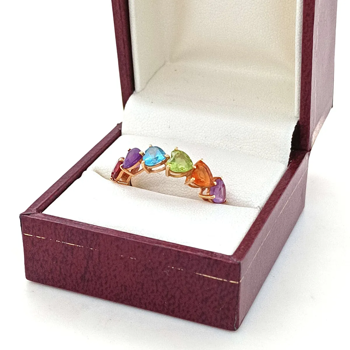 Multi Gem 6 Hearts , 18k Gold Ring - Image 1