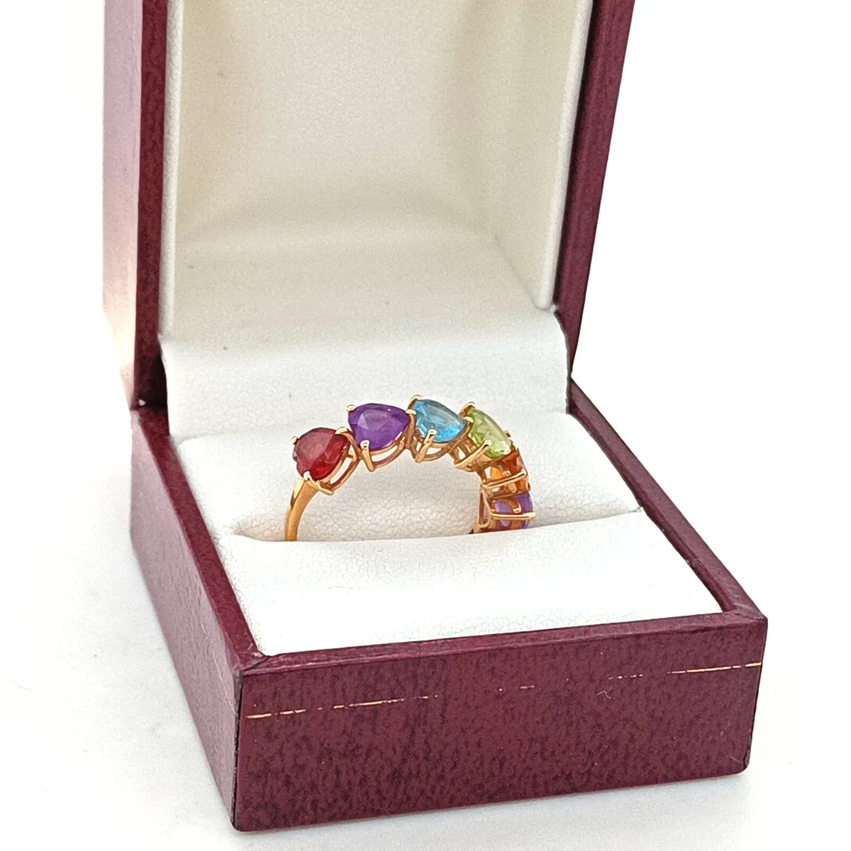 Multi Gem 6 Hearts , 18k Gold Ring - Image 2