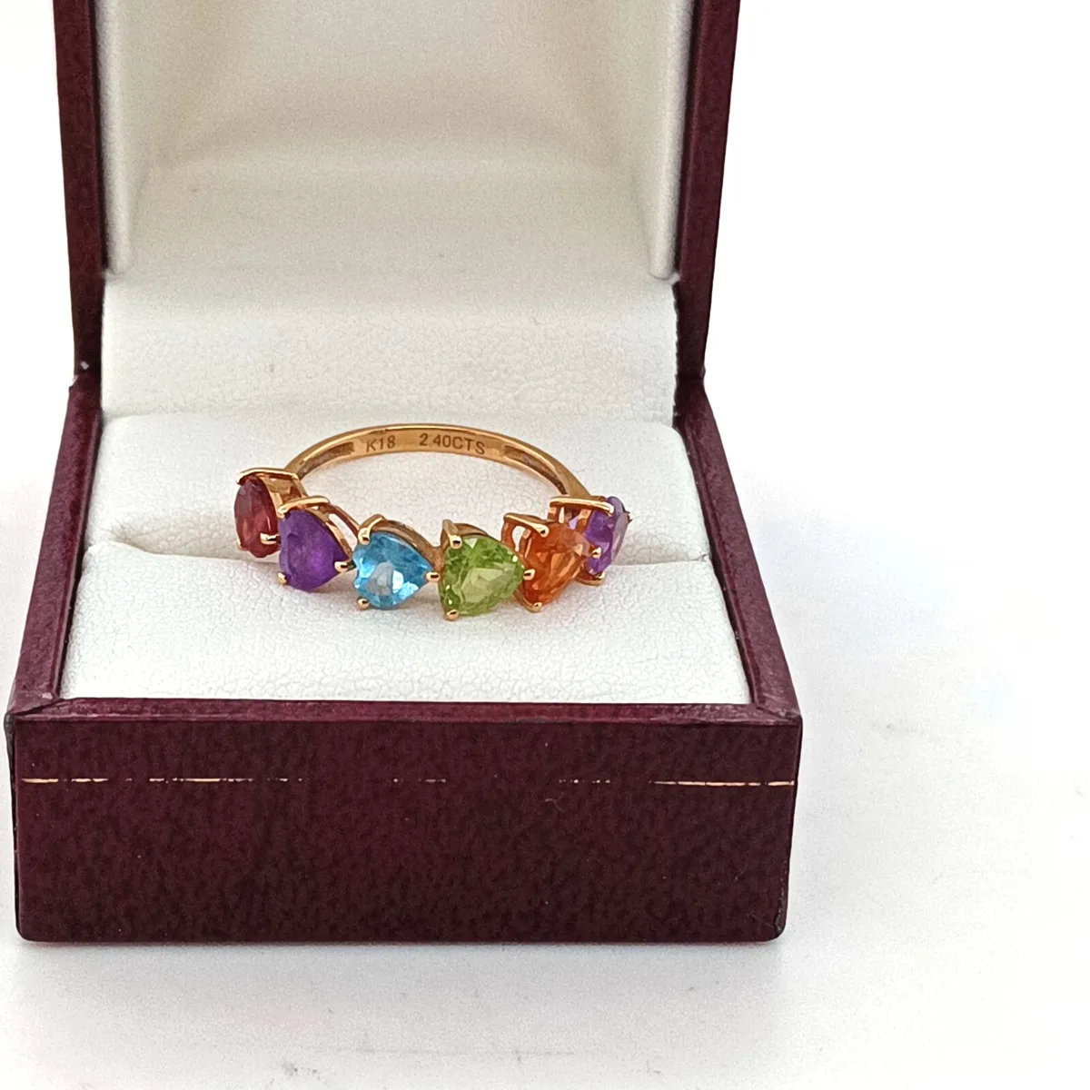 Multi Gem 6 Hearts , 18k Gold Ring - Image 4