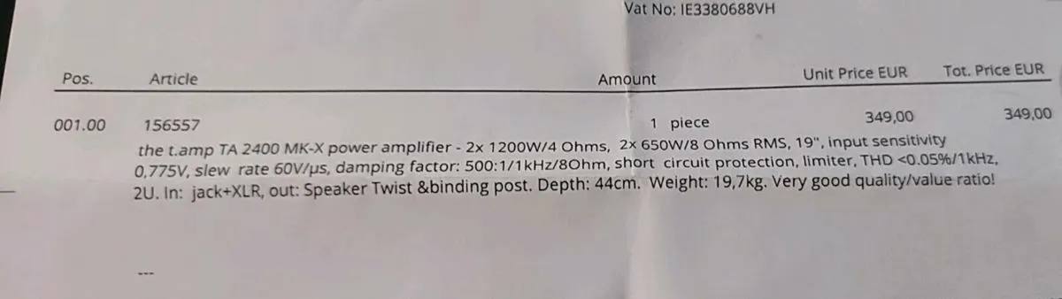 T Amp TA 2400 MK-X Power Amplifier - Image 4