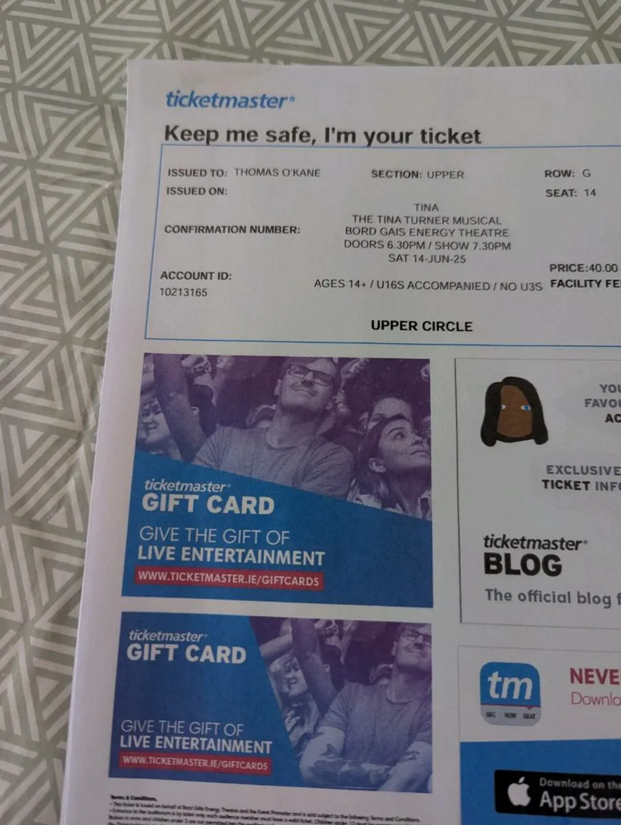 3 Tina Turner Tickets - Image 1
