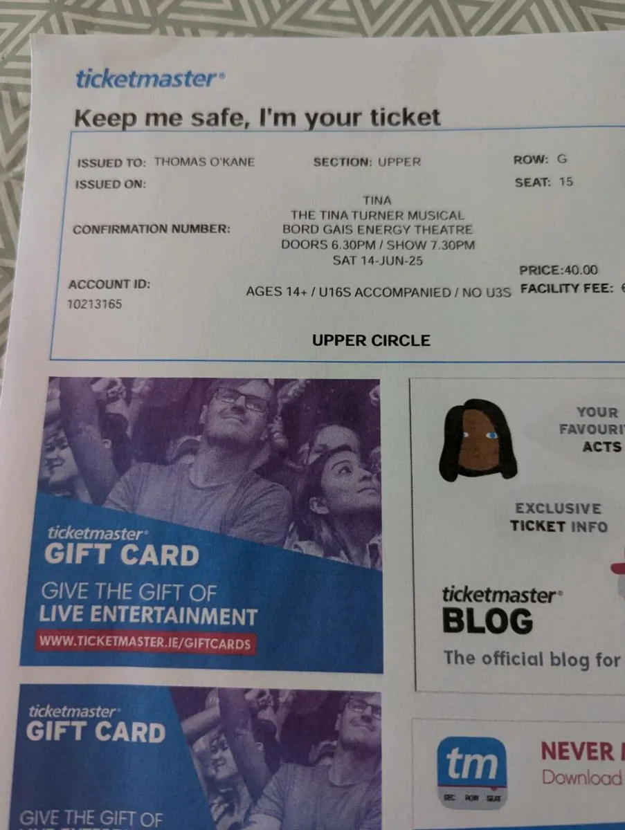 3 Tina Turner Tickets - Image 2