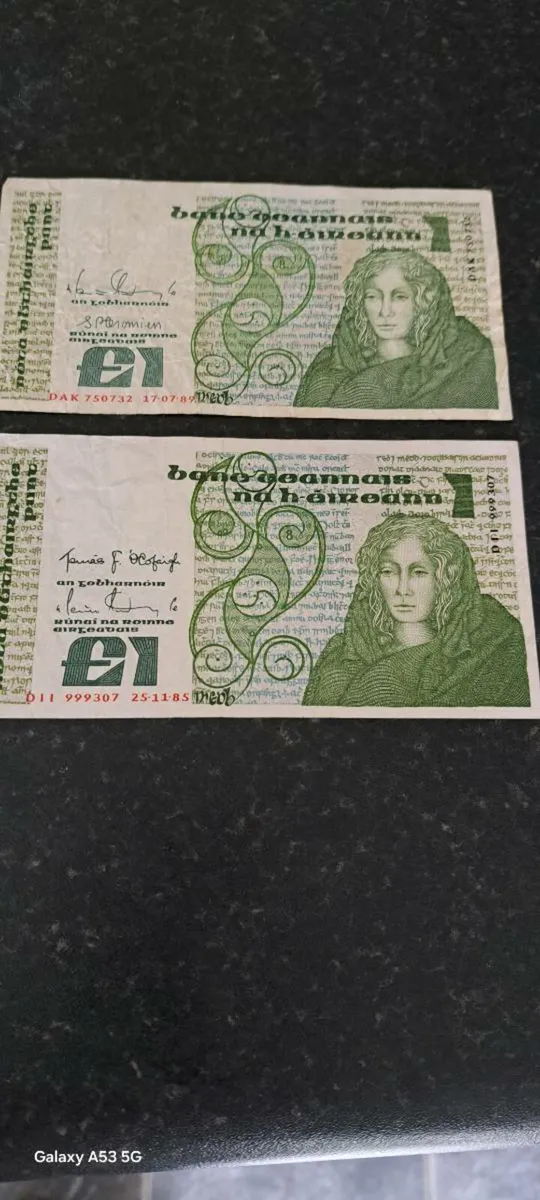 5 old  Irish 1 pound noats - Image 3