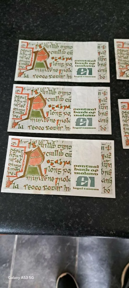 5 old  Irish 1 pound noats - Image 4