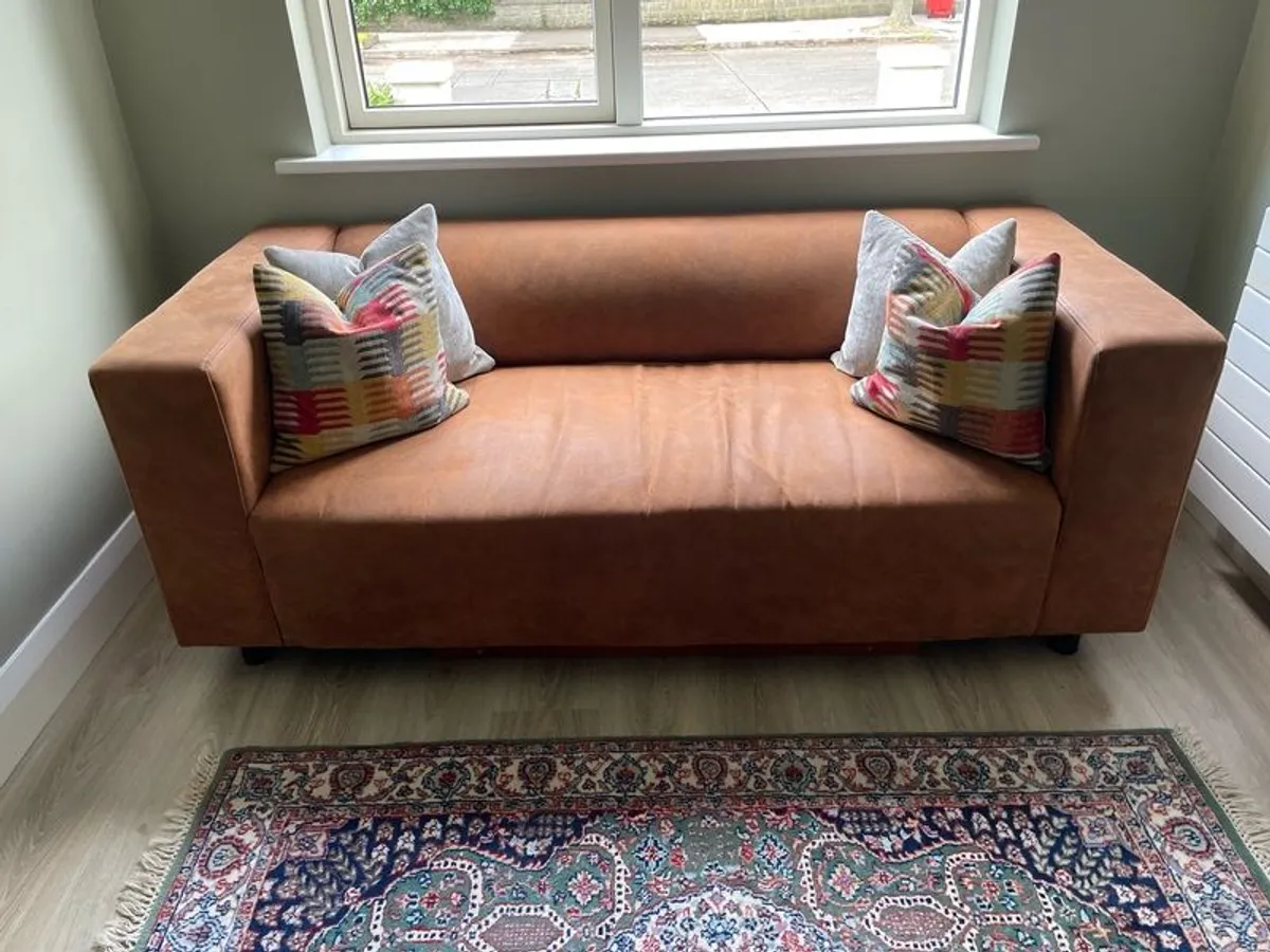 tan leather sofa - Image 1