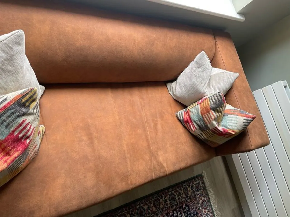 tan leather sofa - Image 2