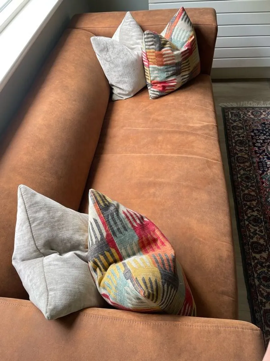 tan leather sofa - Image 3