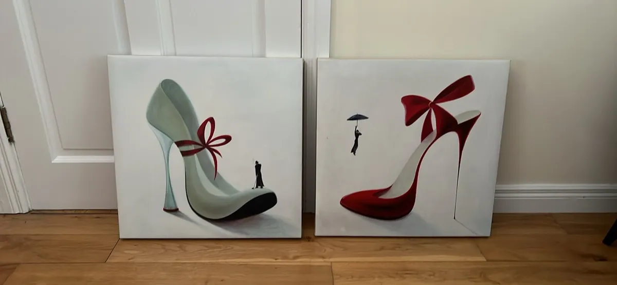 2x Shoe prints on canvas