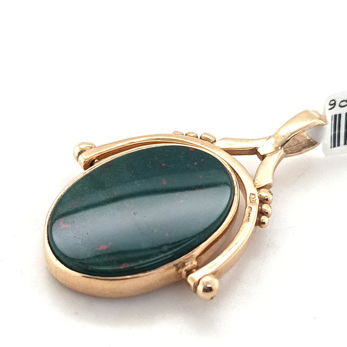 Shell Cameo & Blood Stone Swivel Pendant, 9k Gold - Image 3