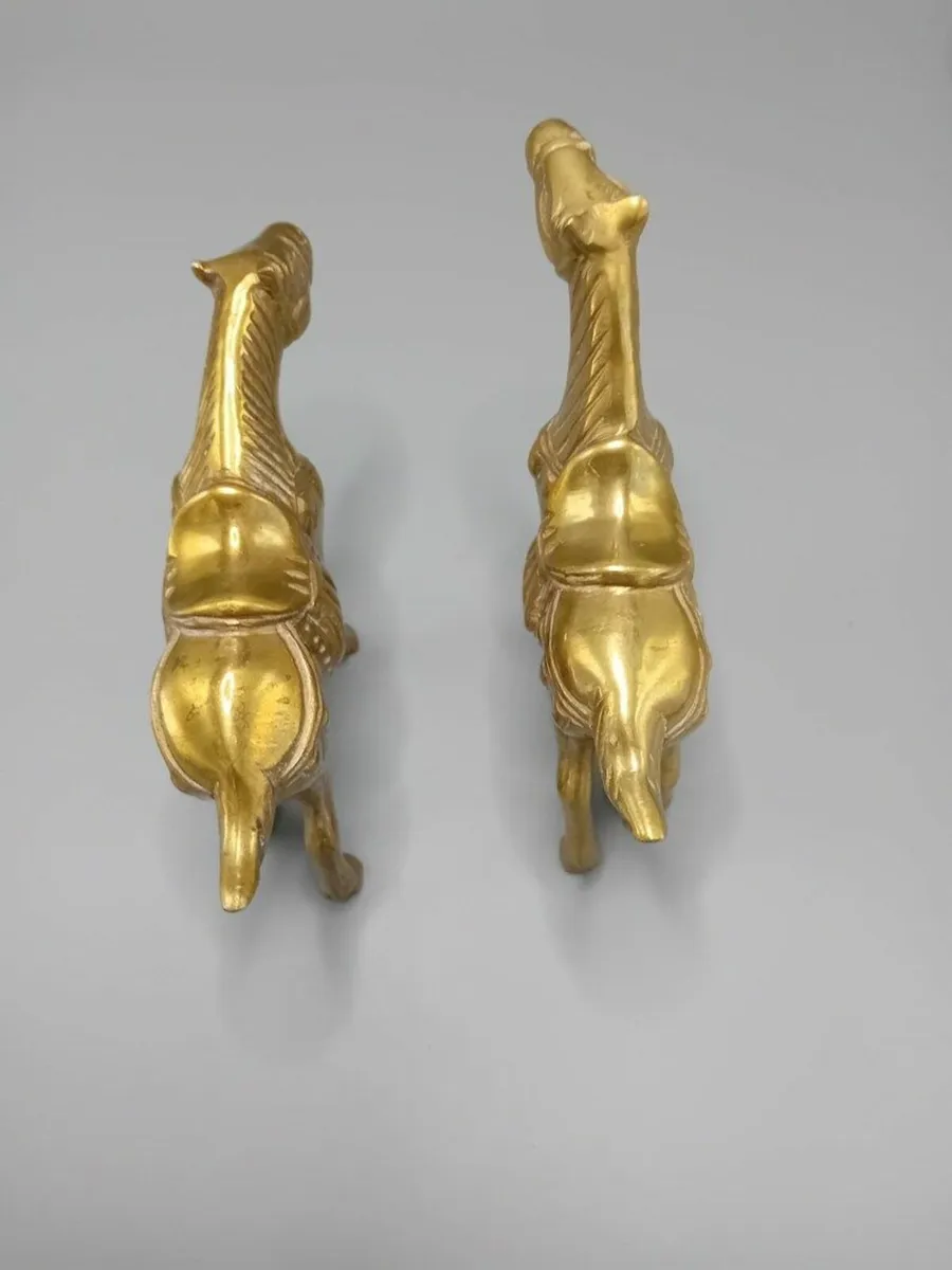 Vintage pair of brass ornate horse figurines ornam - Image 4