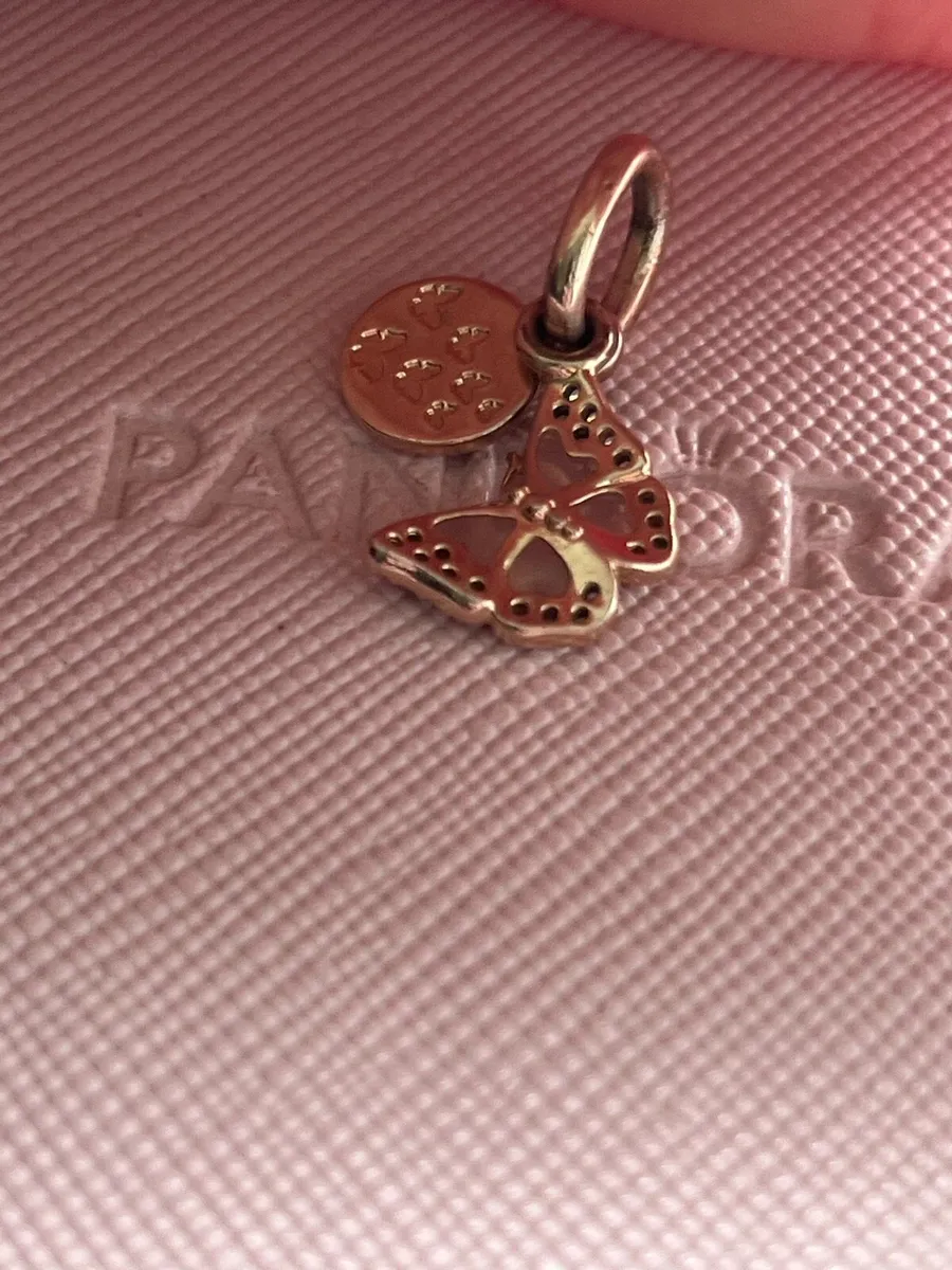Pandora Pink Butterfly & double dangle charm - Image 2