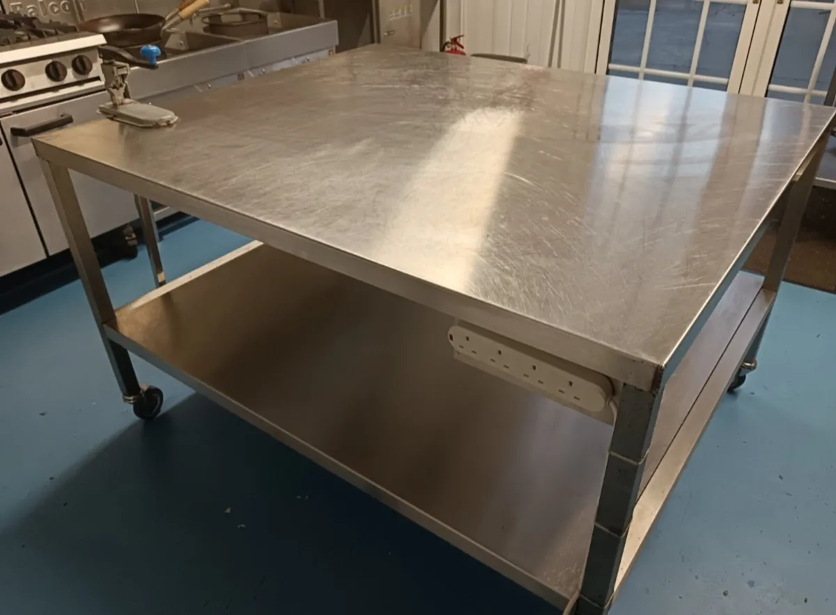 Large Stainless Steel Prep Table - Image 1