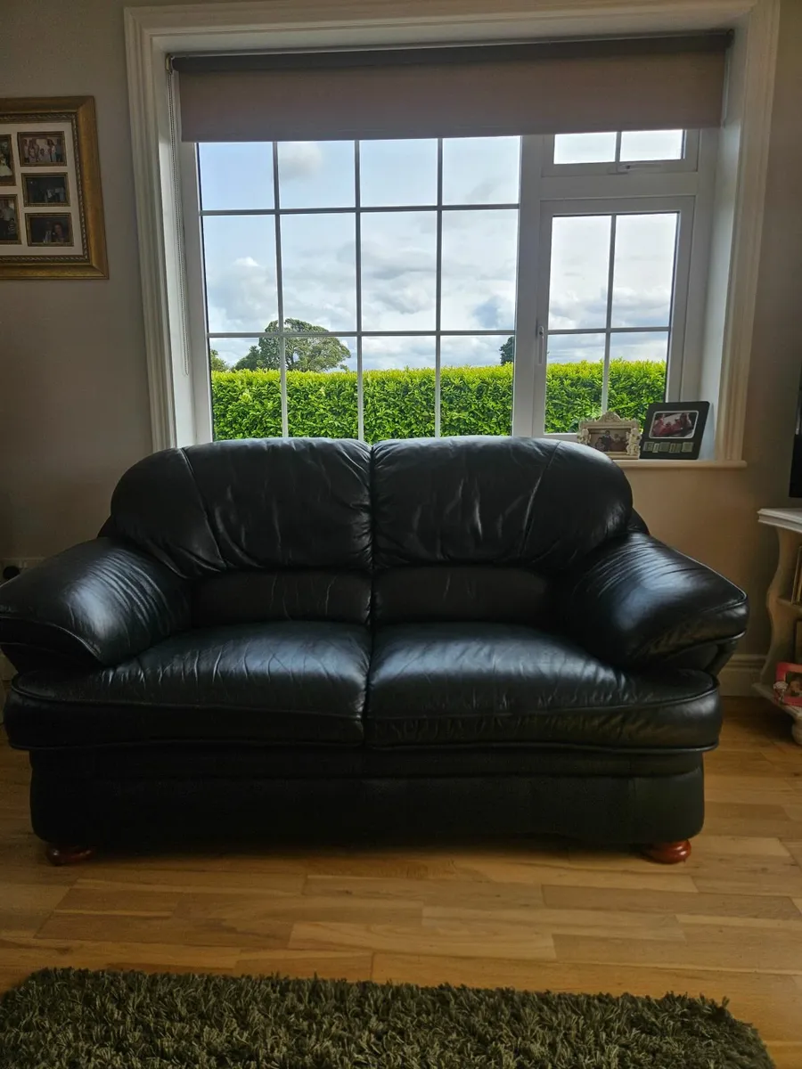 Genuine Black Leather 3-Piece & 2-Piece Suite - Image 3