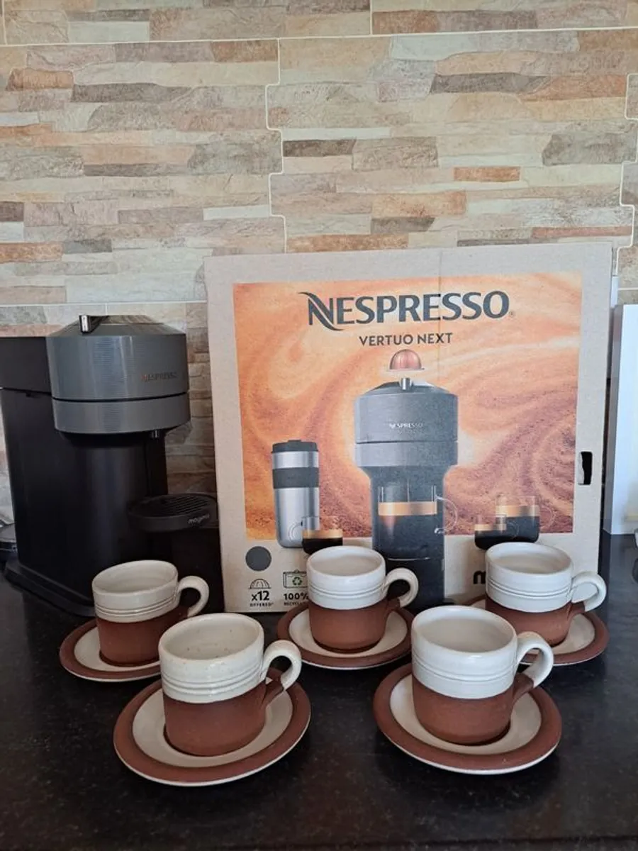 Stephen Pearse coffee cups & saucers, with Nespresso Coffeemachine - Image 1