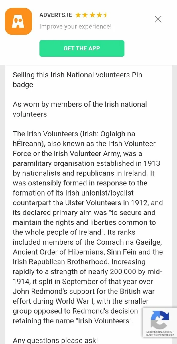 Irish National Volunteers Pin Badge - Image 3