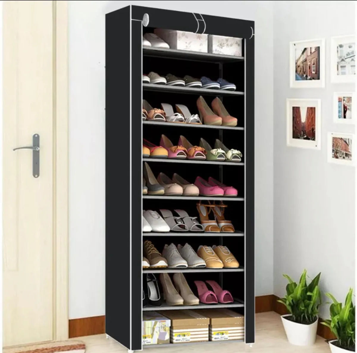 Dustproof Metal Frame Canvas Shoe Rack NEW - Image 1