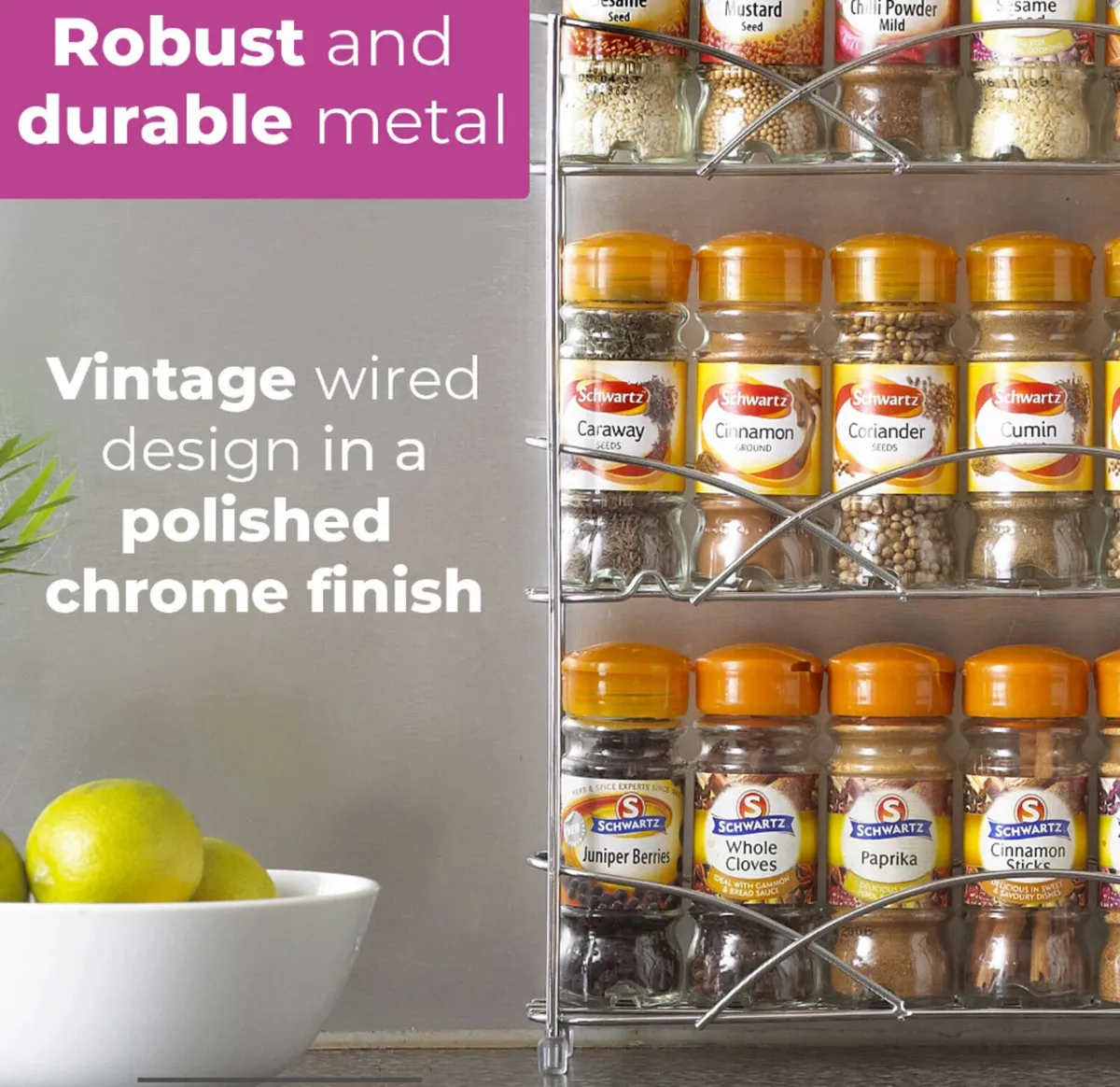 3 Tier Free Standing / Wall Mounted Spice Rack - Image 2