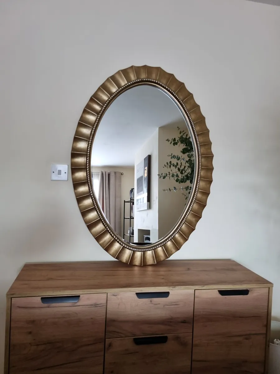 Gold oval large mirror 79 x 108cm - Image 1