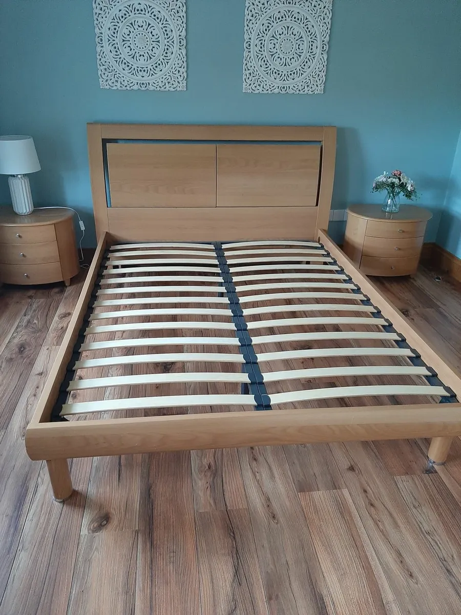 Bedframe & 2 lockers - Image 1
