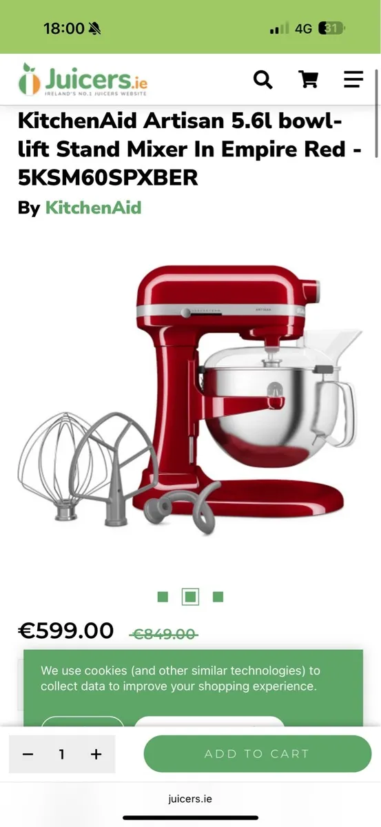 KitchenAid Artisan 5.6l - Image 3
