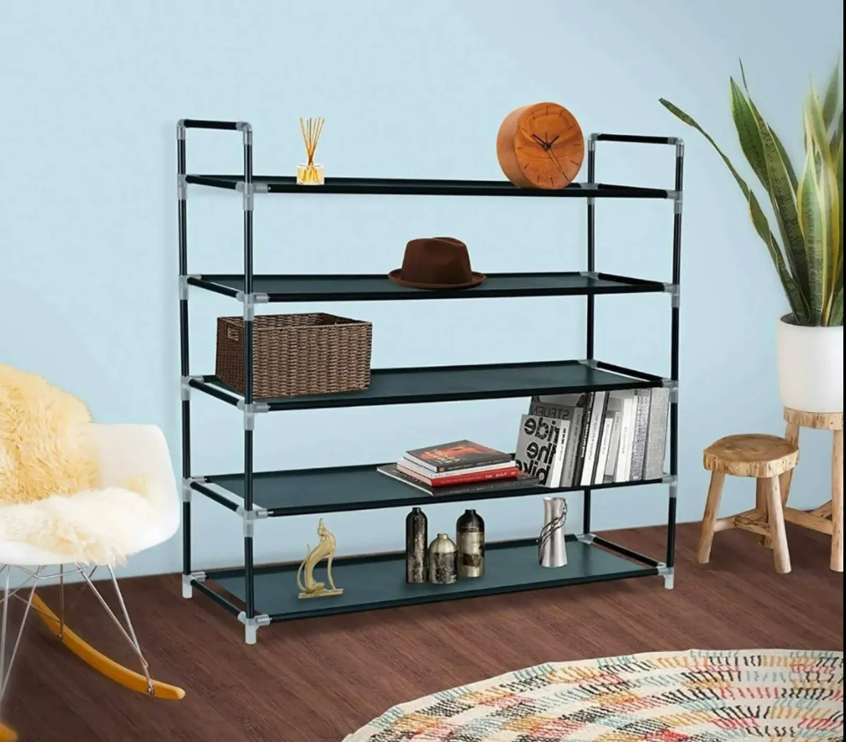 NEW 5 Tier Shoe Rack Metal Frame Storage - Image 1