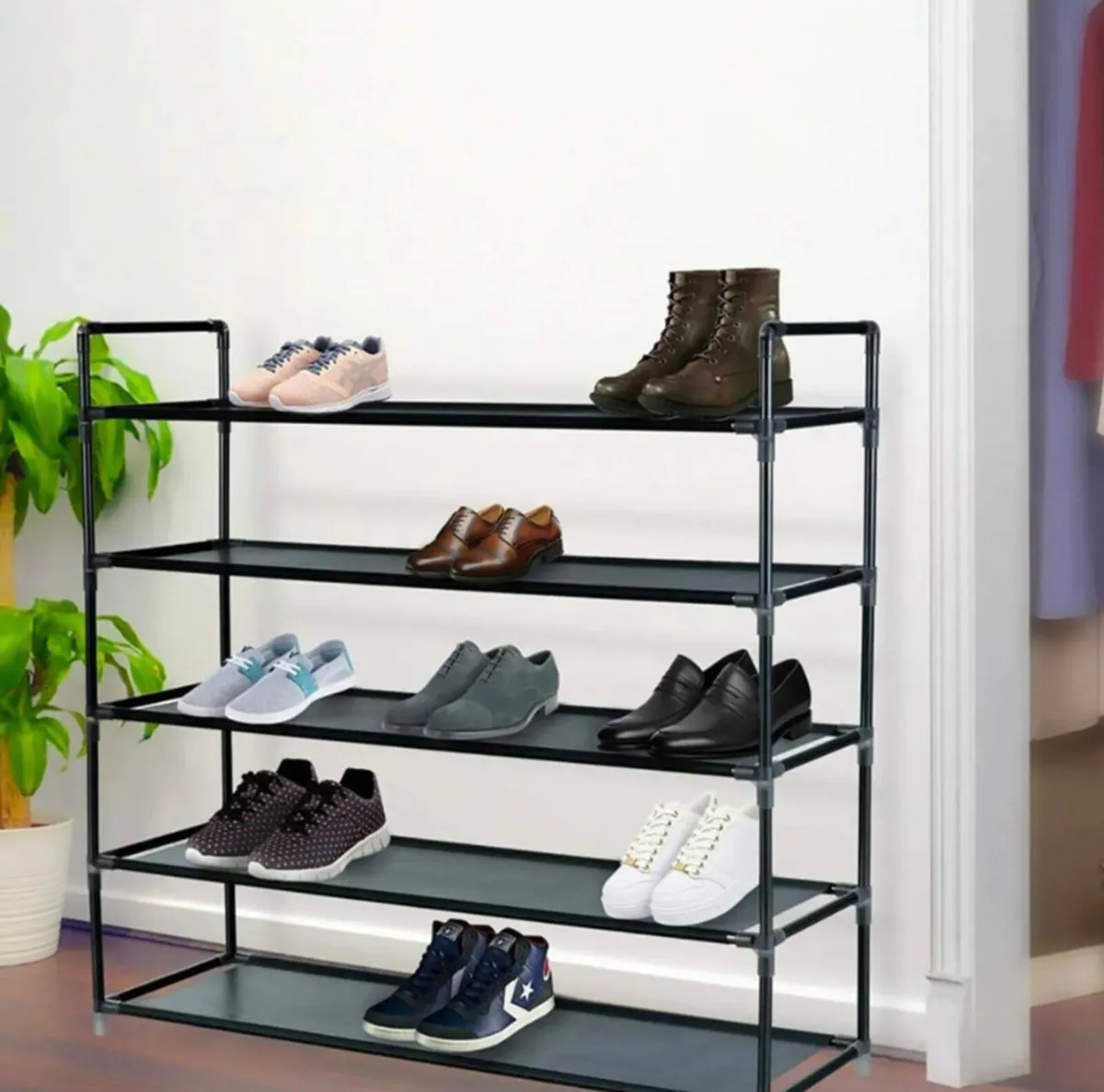 NEW 5 Tier Shoe Rack Metal Frame Storage - Image 3