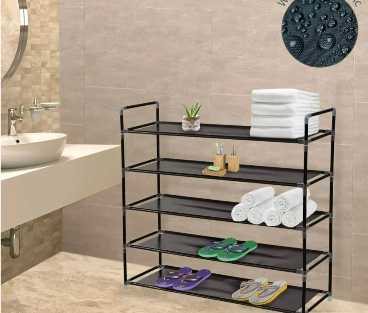 NEW 5 Tier Shoe Rack Metal Frame Storage - Image 4