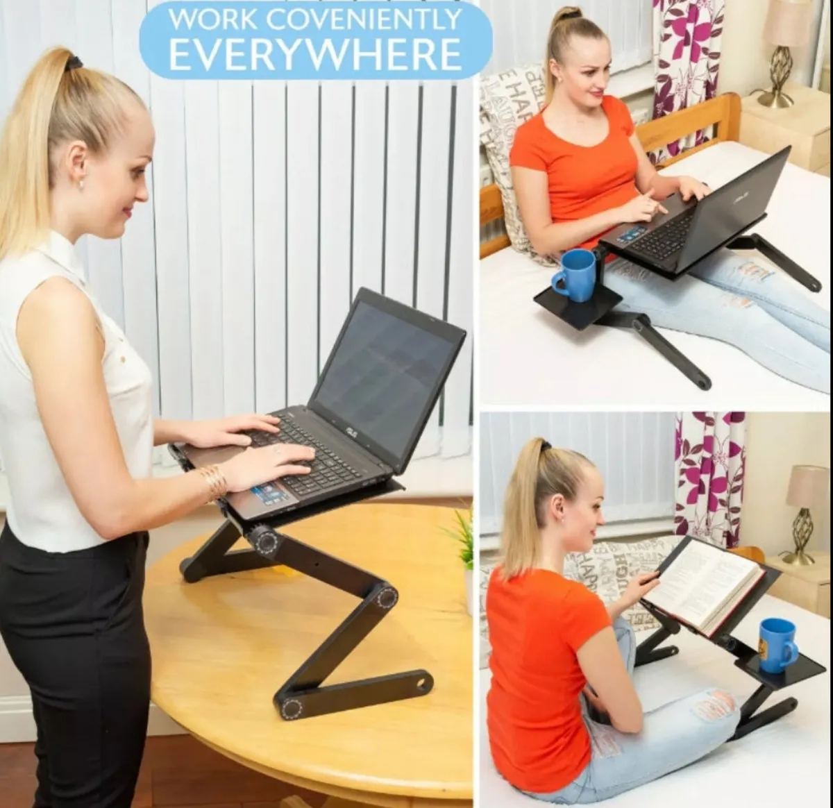 Folding Laptop Stand Riser Tray Desk NEW - Image 1