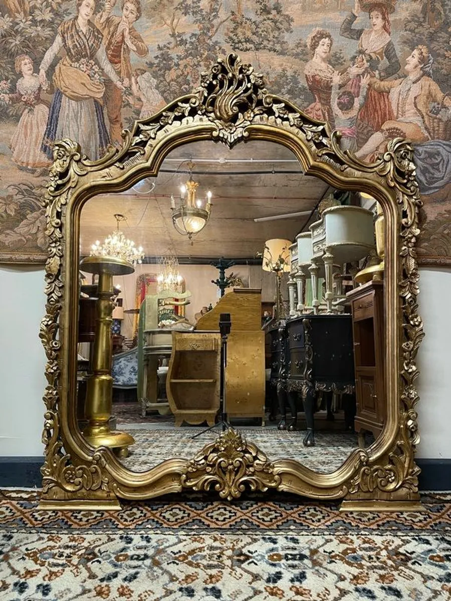 Large Ornate Rococo Style Gilt Mirror - Image 1