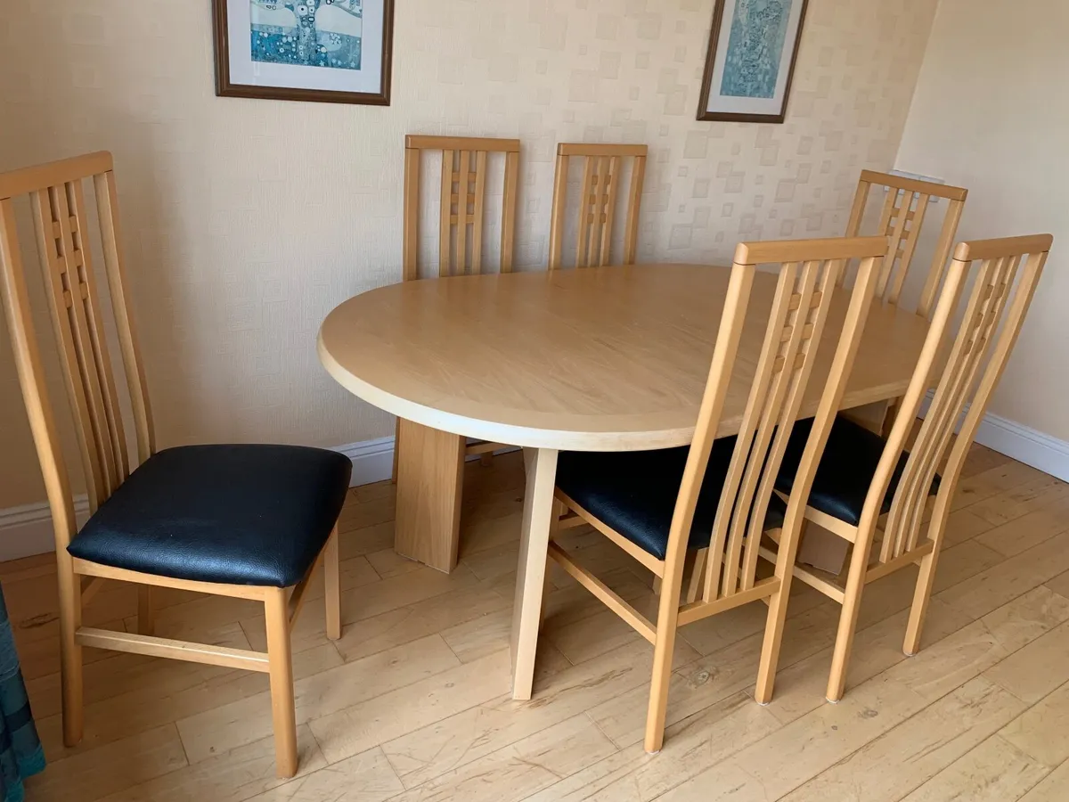 Dining table and 6 leather chairs for sale - Image 3