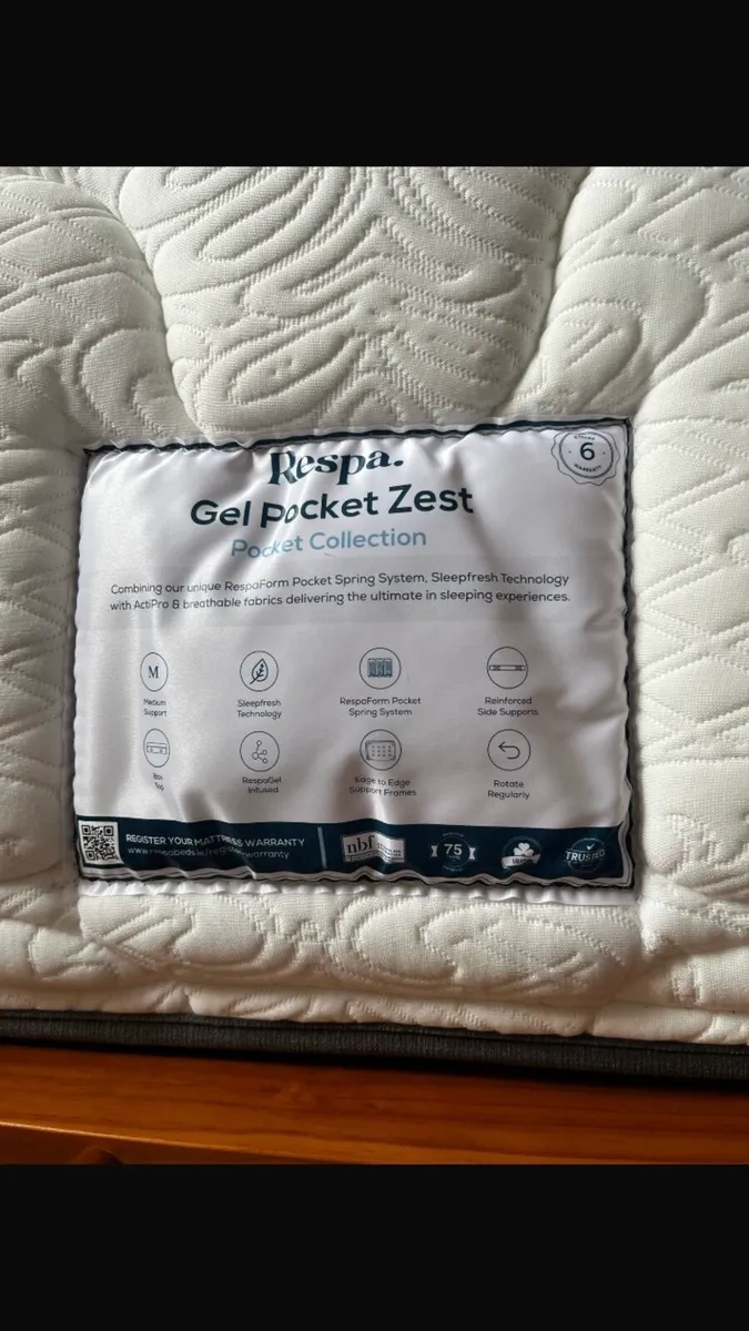 Double bed timber frame & never used mattress - Image 3