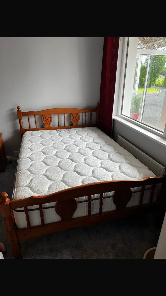 Double bed timber frame & never used mattress - Image 1