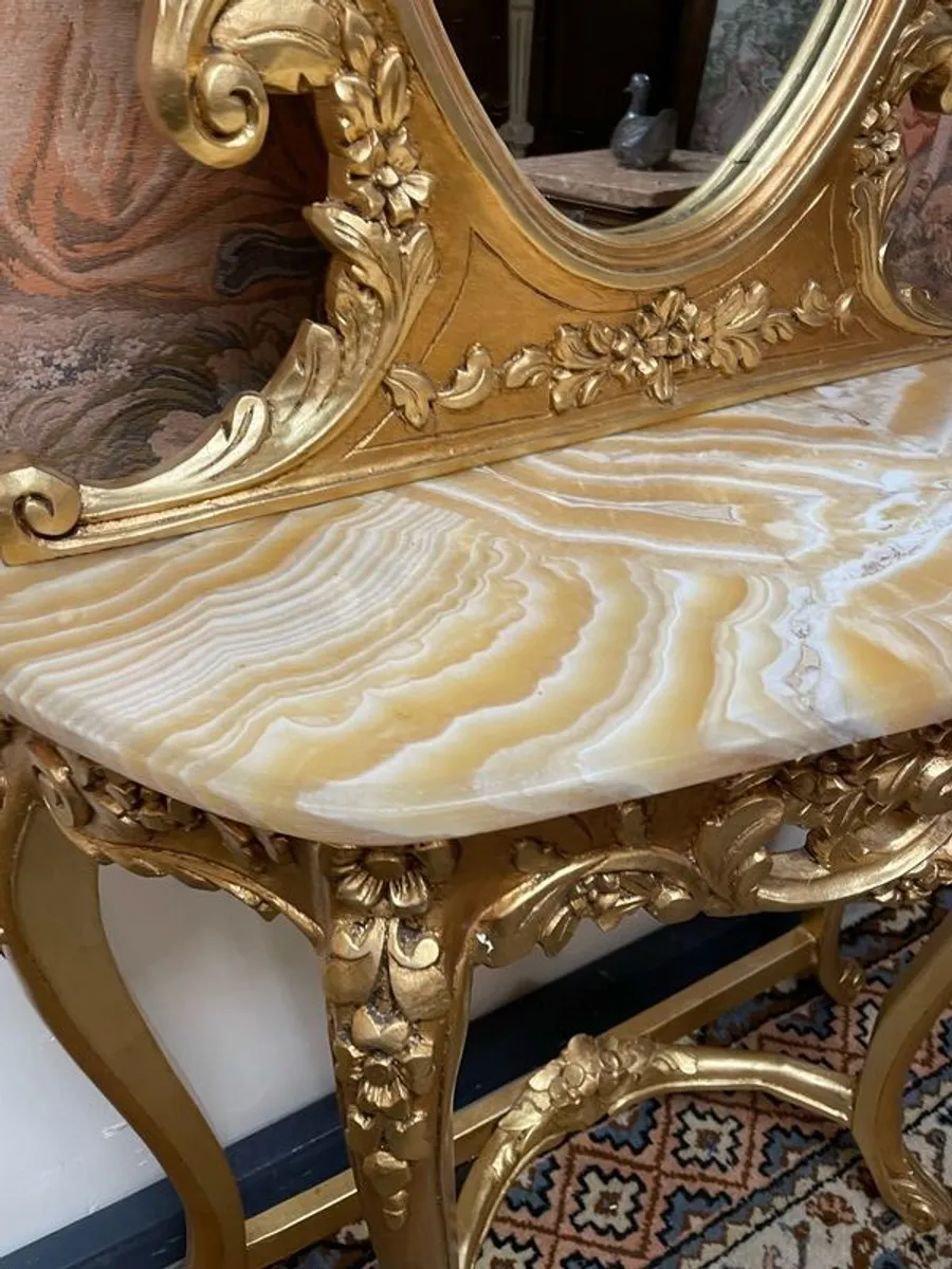 Lovely French Style Giltwood Console Table with Mirror - Image 2