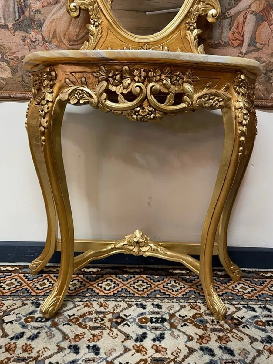 Lovely French Style Giltwood Console Table with Mirror - Image 4