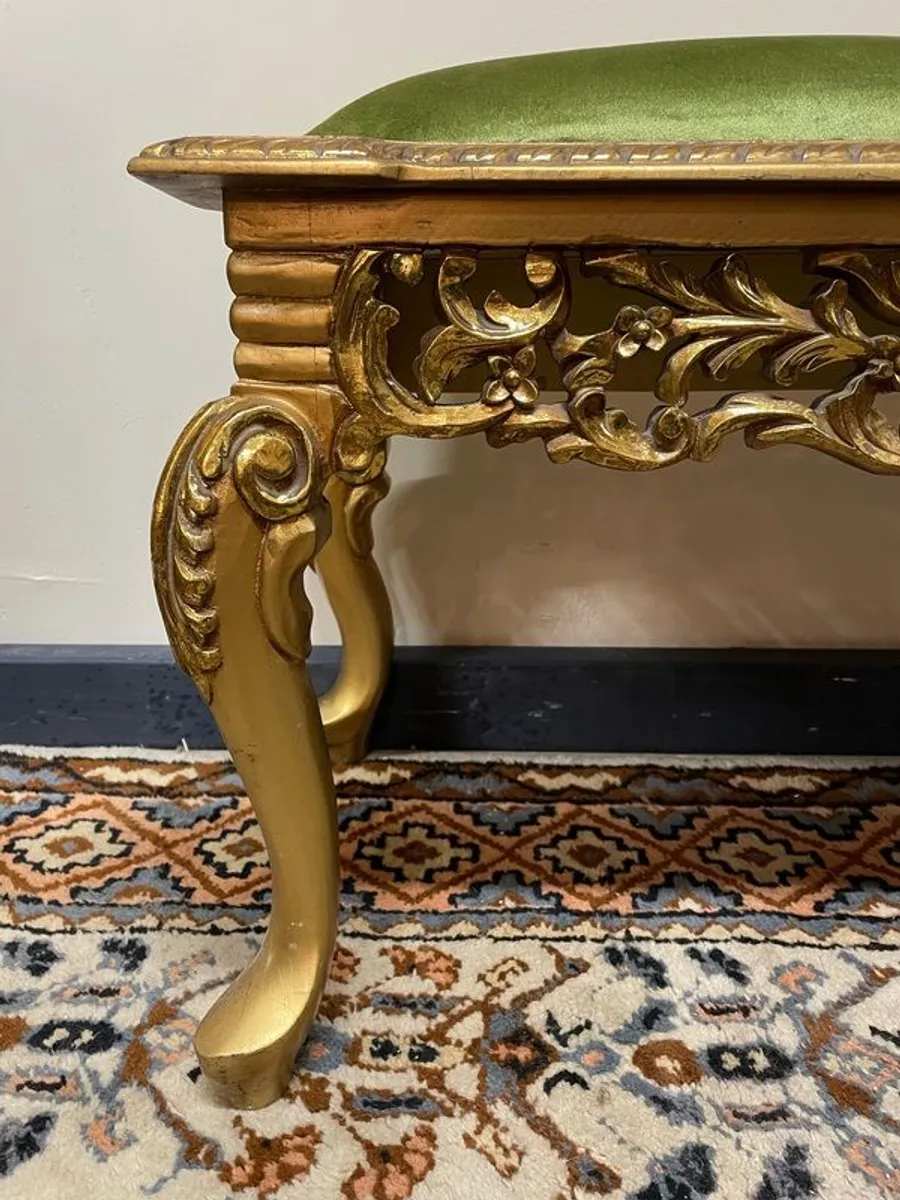 French Gilt Wood Bed-End Bench , Oversize Footstool - Image 2
