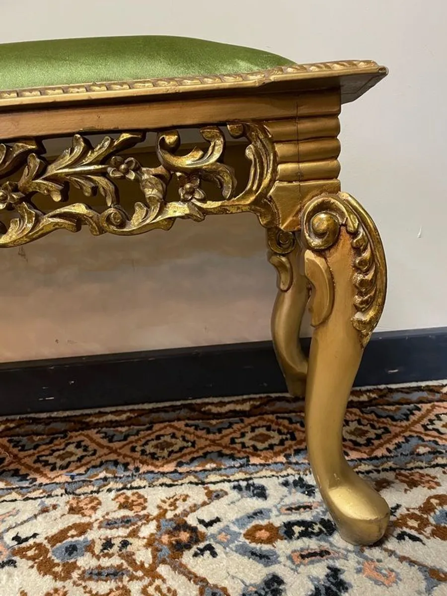 French Gilt Wood Bed-End Bench , Oversize Footstool - Image 3