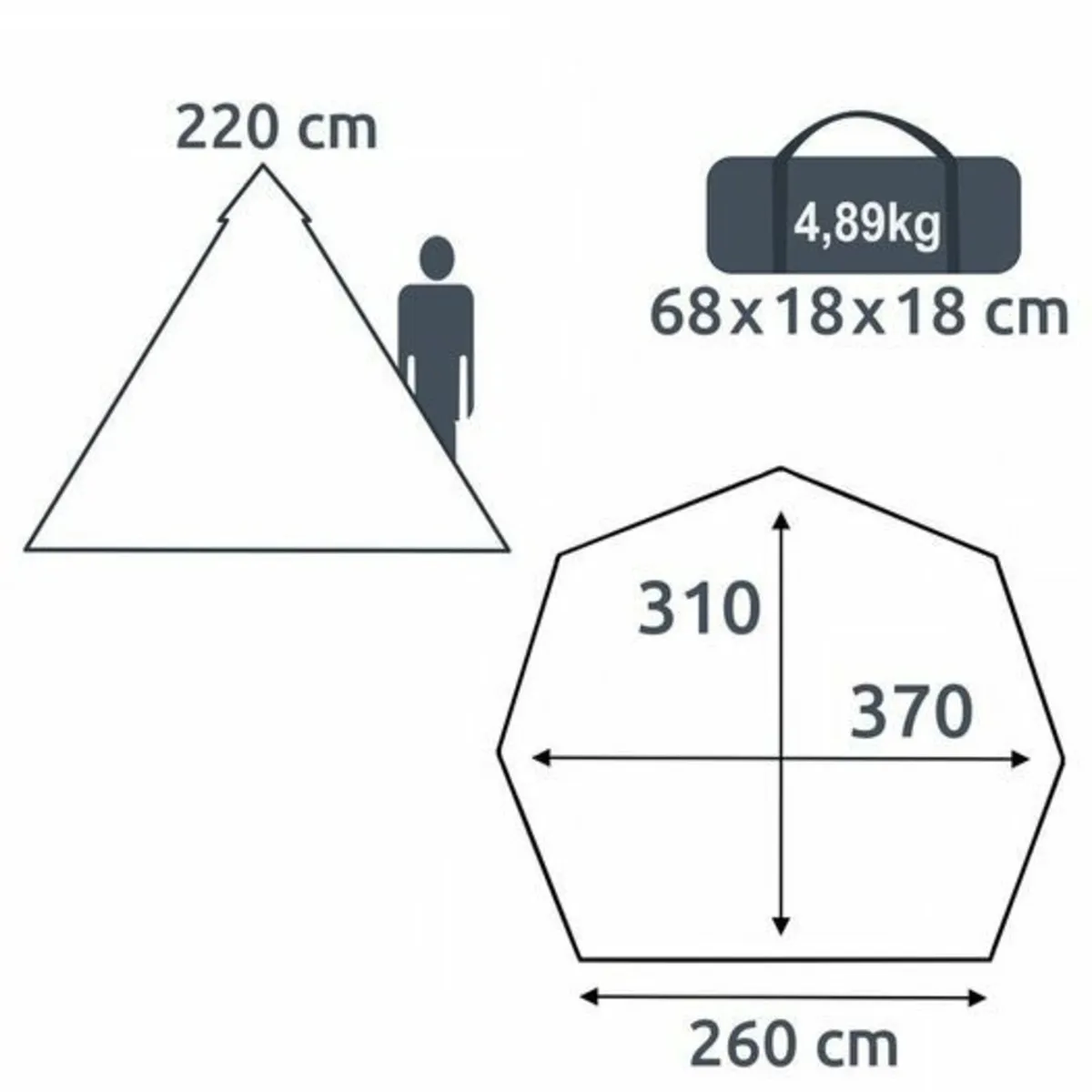 4 Person Teepee Tent Ground Pan Insect Screen Hea - Image 3