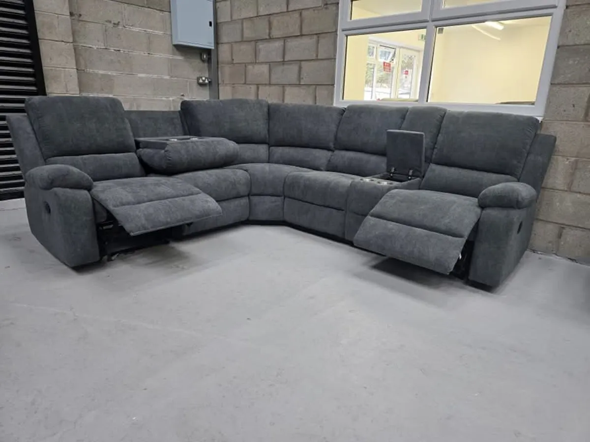 Grey Venice Fabric Corner Recliner Sofa - Image 3