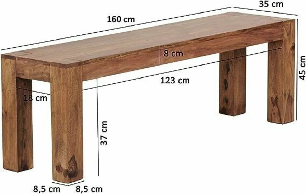 Solid Wooden bench kitchen 120cm - Image 2