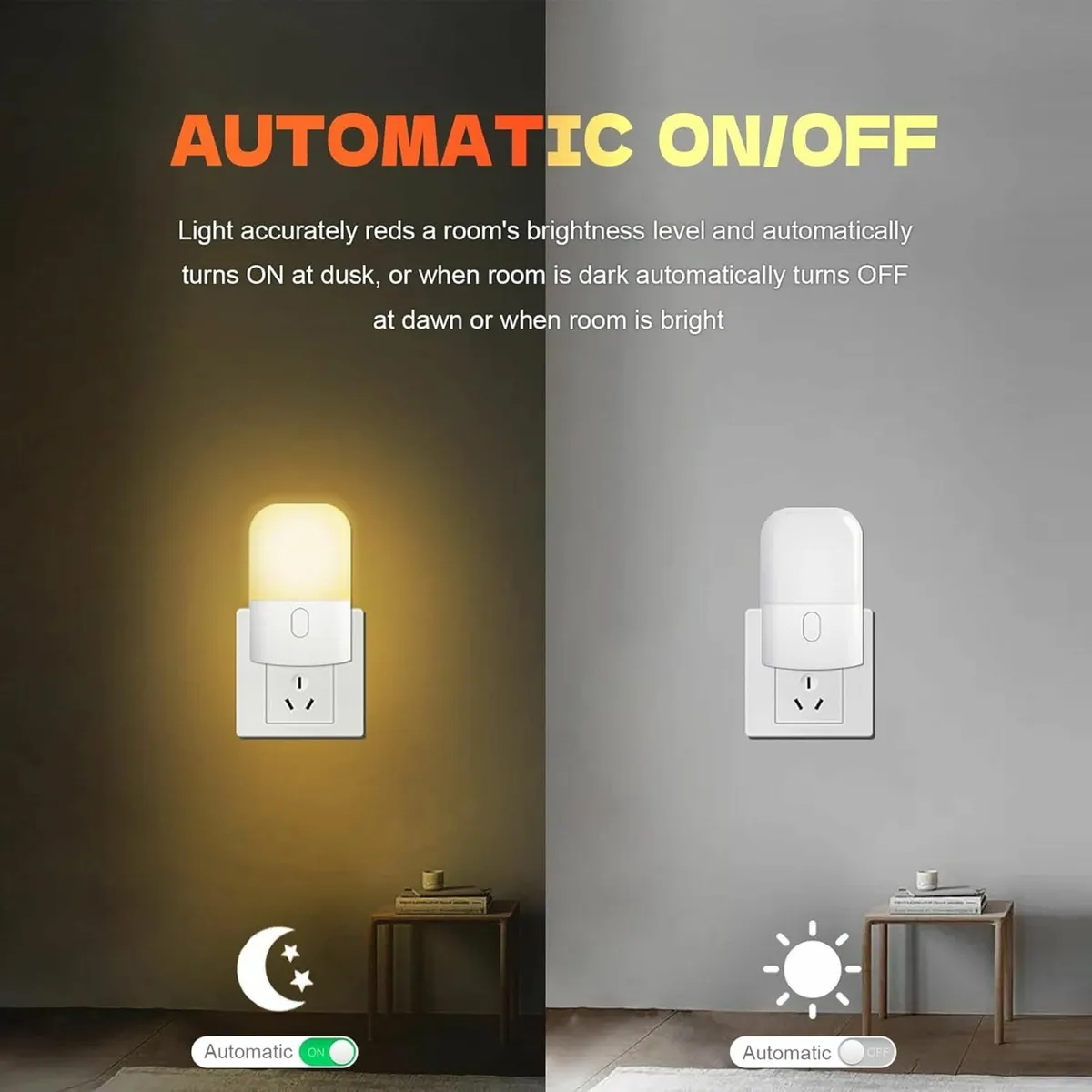 1 Night Light Plug in Wall Dusk Dawn Warm White - Image 3