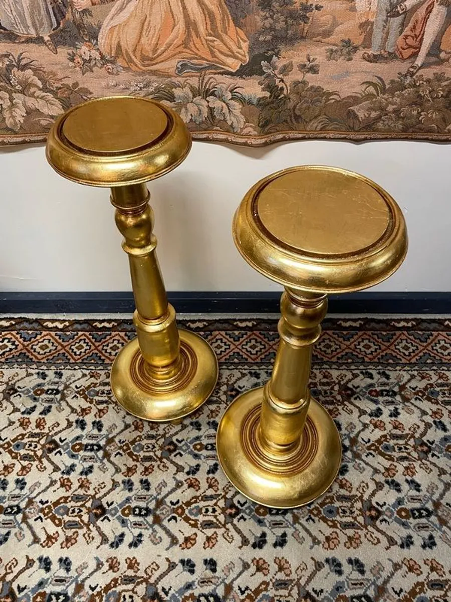 A Pair Of Decorative Wood Gilded Columns , Pedestals - Image 2