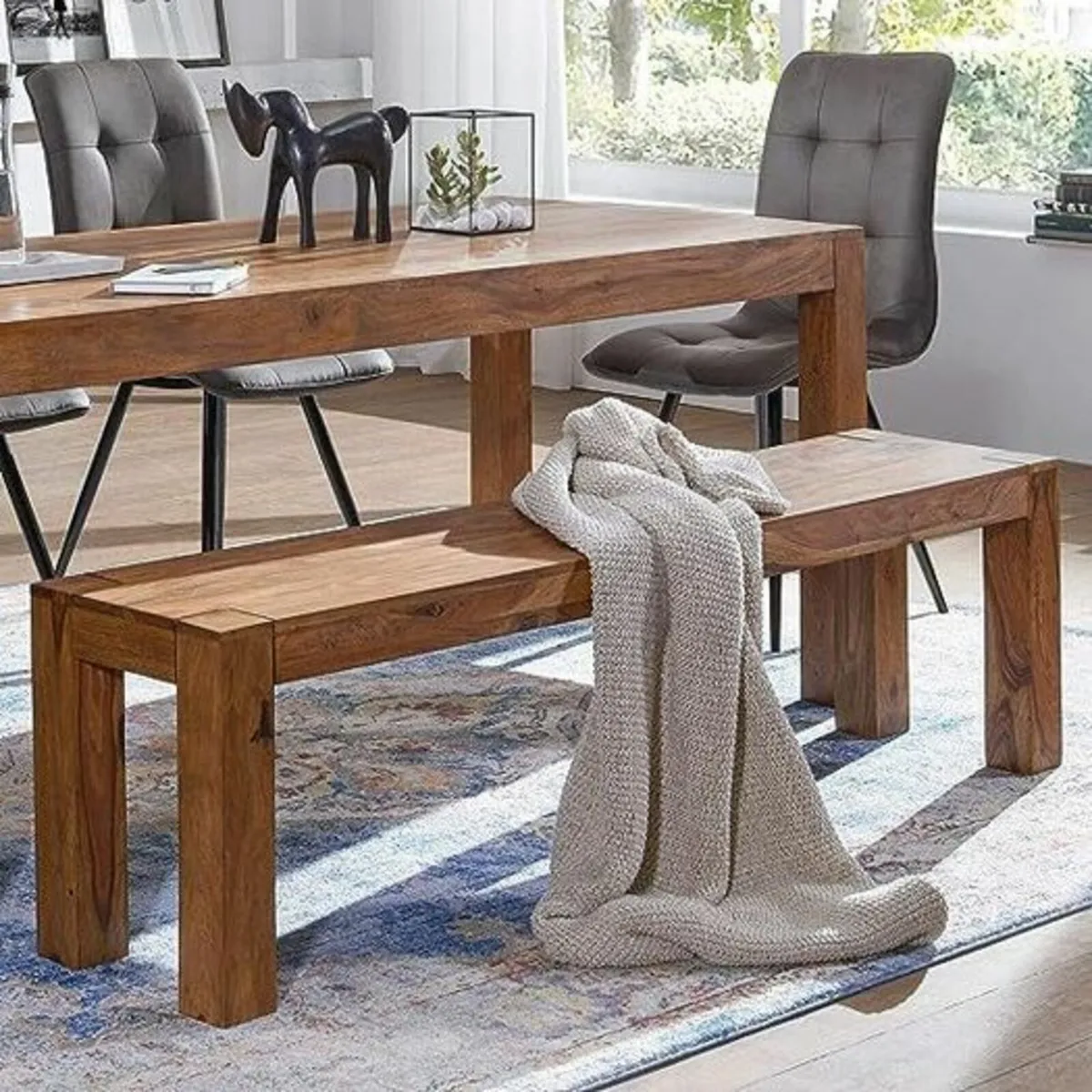 Dining Room Bench Solid Wood Sheesham Wood 160CM - Image 3