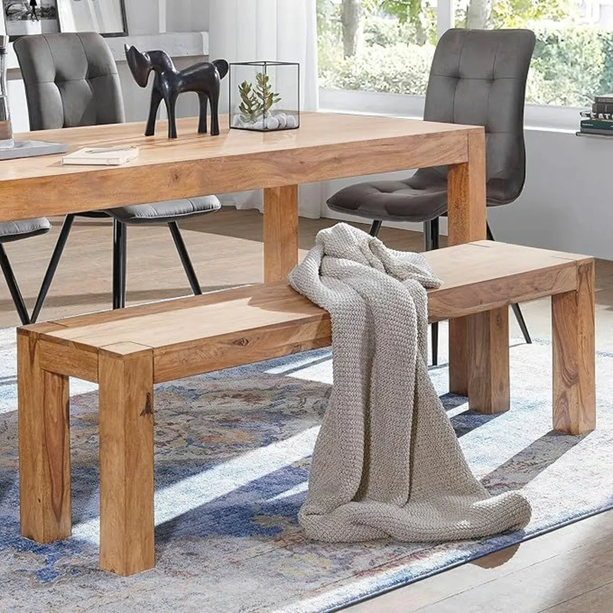 Dining Room Bench Solid Wood Sheesham Wood 160CM - Image 2