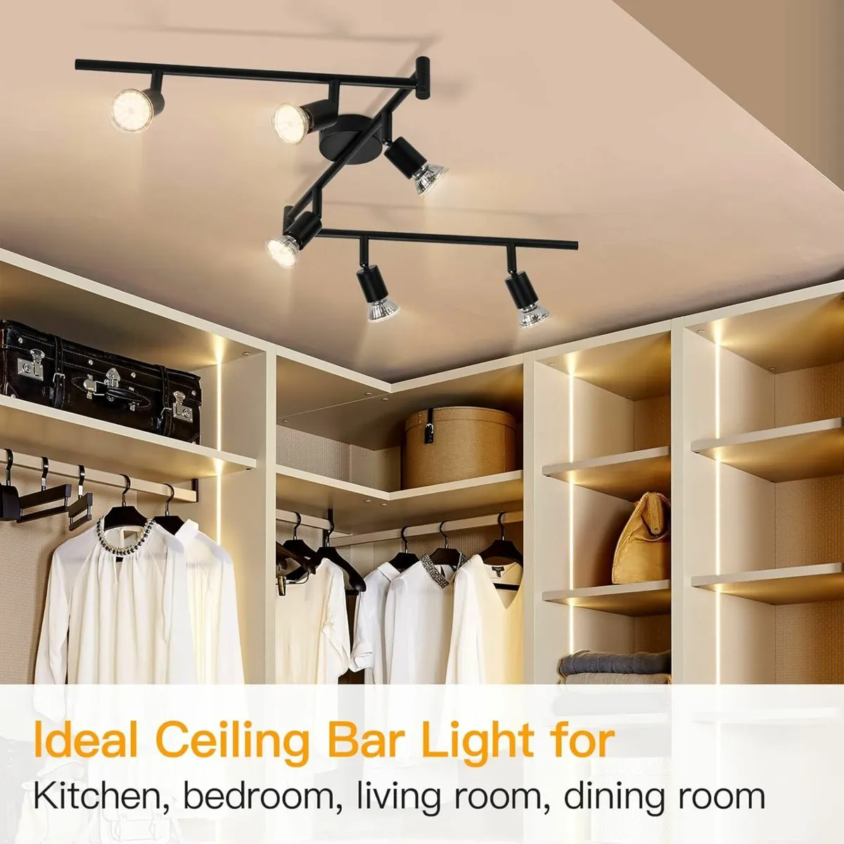 LED Ceiling Light Rotatable 6 Way Black 6x5W Bulbs - Image 3